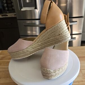 Nine West Ariela Blush and Tan Espadrille Wedges